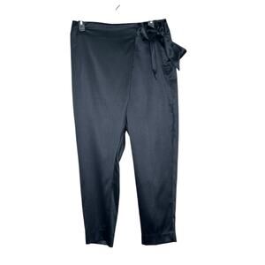 White House Black Market black satin wrap tapered ankle pants size 6